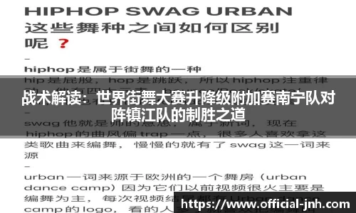 战术解读：世界街舞大赛升降级附加赛南宁队对阵镇江队的制胜之道